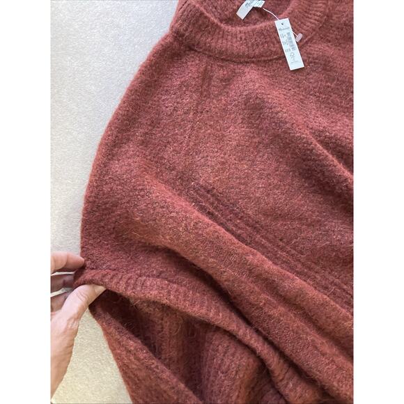 Madewell Plus Wool Blend Sweater Sz 4X New Red Rust Cable knit Alpaca stretch - Picture 4 of 10